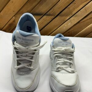New Balance White and Light Blue Athletic Shoes